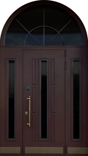 Арочная металлическая термодверь МДФ с багетом и отбойником (стеклопакеты + отбойники) Арочная металлическая термодверь МДФ с багетом и отбойником (стеклопакеты + отбойники)