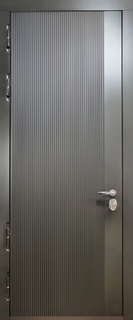 Квартирная металлическая дверь с серыми фрезерованными плитами МДФ