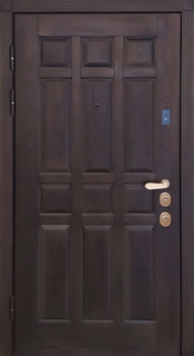 Металлическая термодверь с плитами из натурального массива