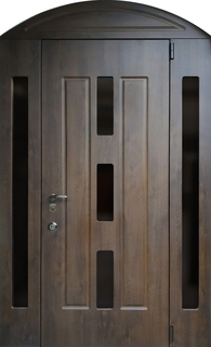 Стальная арочная термодверь с боковыми остекленными вставками (МДФ ПВХ) Стальная арочная термодверь с боковыми остекленными вставками (МДФ ПВХ)