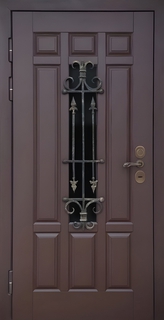 Металлическая термодверь с псевдофиленчатыми плитами МДФ RAL (накладная решетка + стеклопакет) Металлическая термодверь с псевдофиленчатыми плитами МДФ RAL (накладная решетка + стеклопакет)