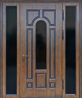 Входная остекленная термодверь с боковыми вставками (шпонированный МДФ) Входная остекленная термодверь с боковыми вставками (шпонированный МДФ)